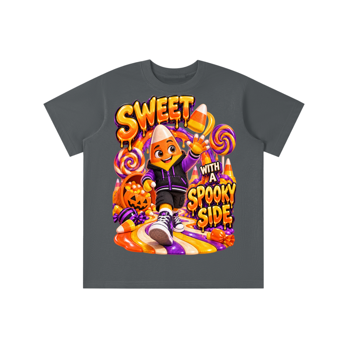 Halloween Candy Corn Graphic T-Shirt - Sweet With a Spooky Side - Youth Unisex Tee