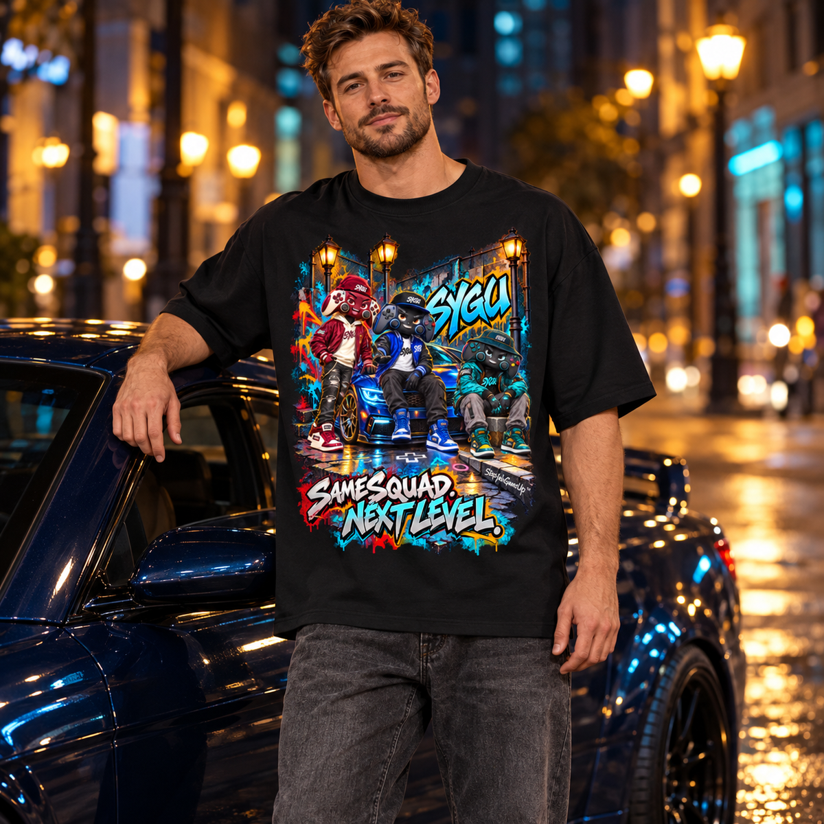 StepYahGameUp™ Same Squad Next Level Oversized Graphic T-Shirt – Unisex