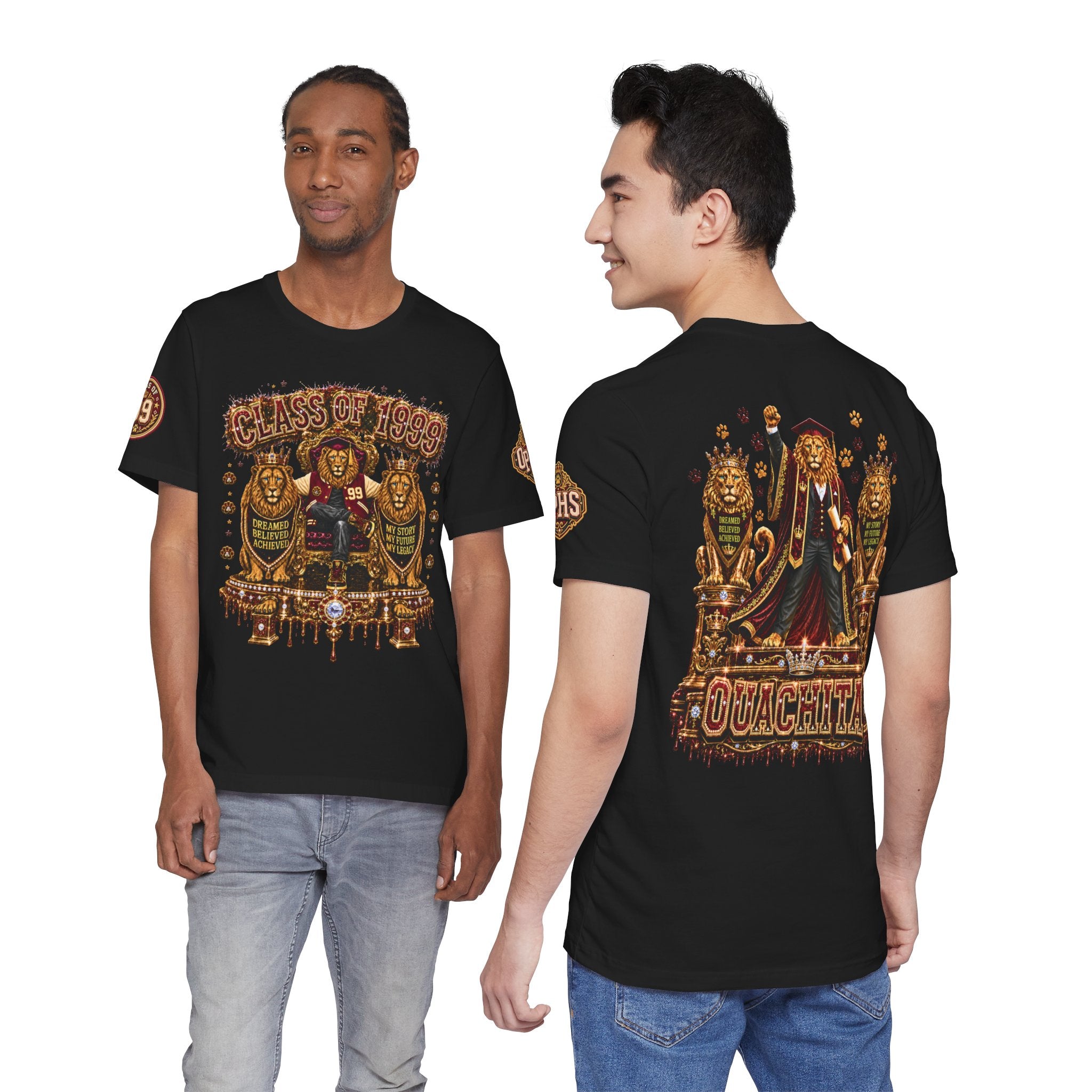 Custom Ouachita Class of 1999 King Miko Alumni T-Shirt — Front, Back & Sleeve Print