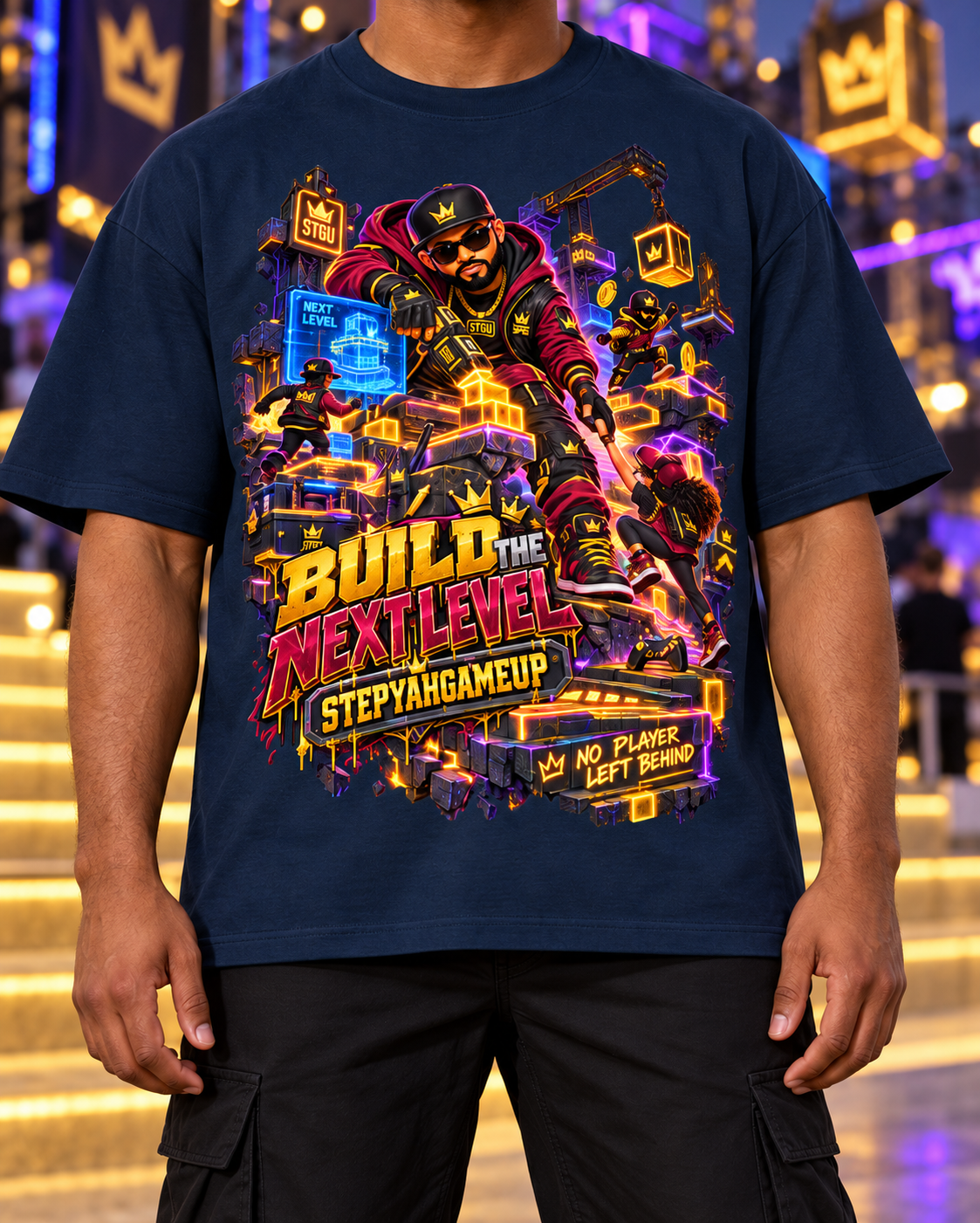 StepYahGameUp™ Build the Next Level Oversized Graphic T-Shirt - Unisex