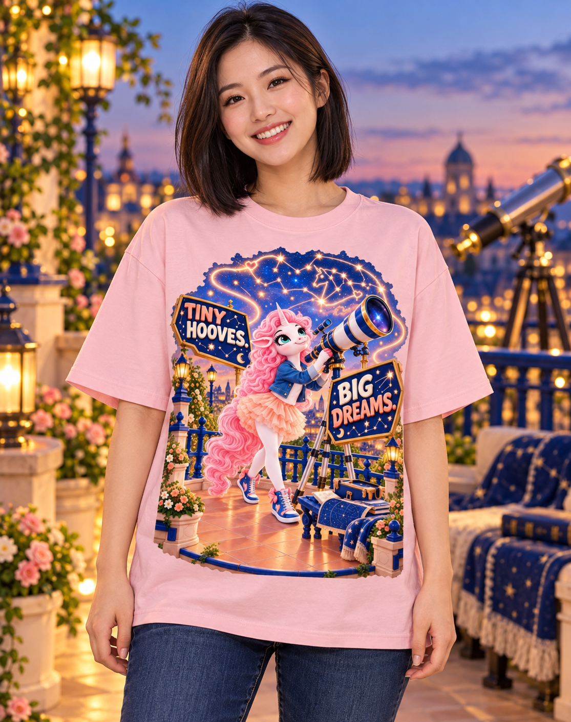 Umyrica Magical Collection™ Tiny Hooves Big Dreams Oversized Graphic T-Shirt - Unisex