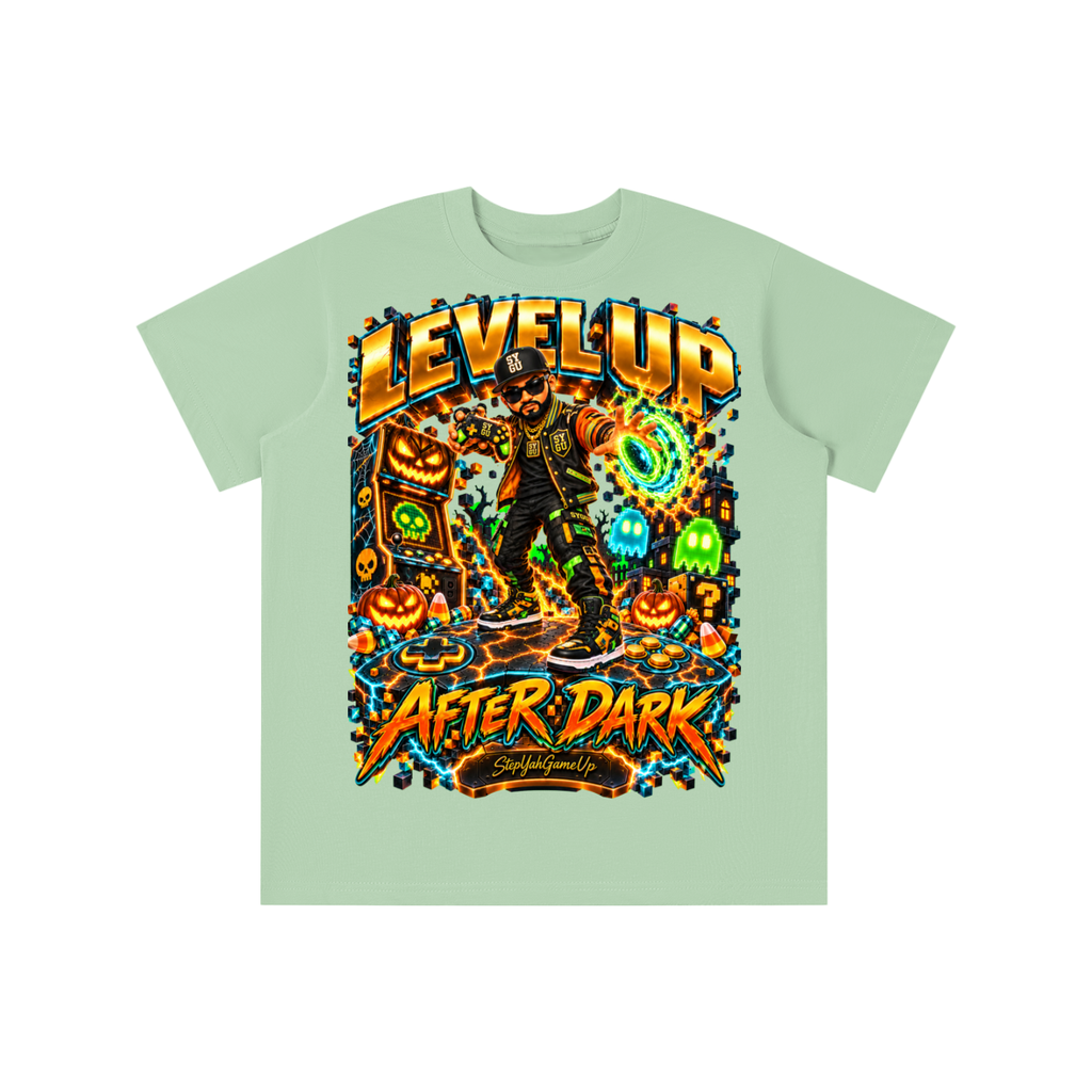 StepYahGameUp Halloween Arcade Gamer Graphic T-Shirt - Level Up After Dark - Youth Unisex Tee