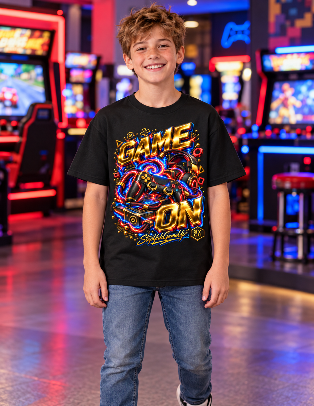 StepYahGameUp™ Game On Graphic T-Shirt - Youth Unisex Tee