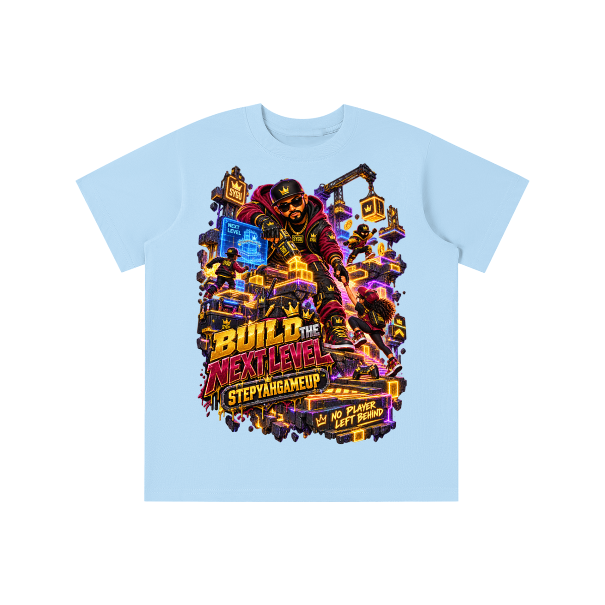 StepYahGameUp™ Build the Next Level Graphic T-Shirt - Youth Unisex Tee