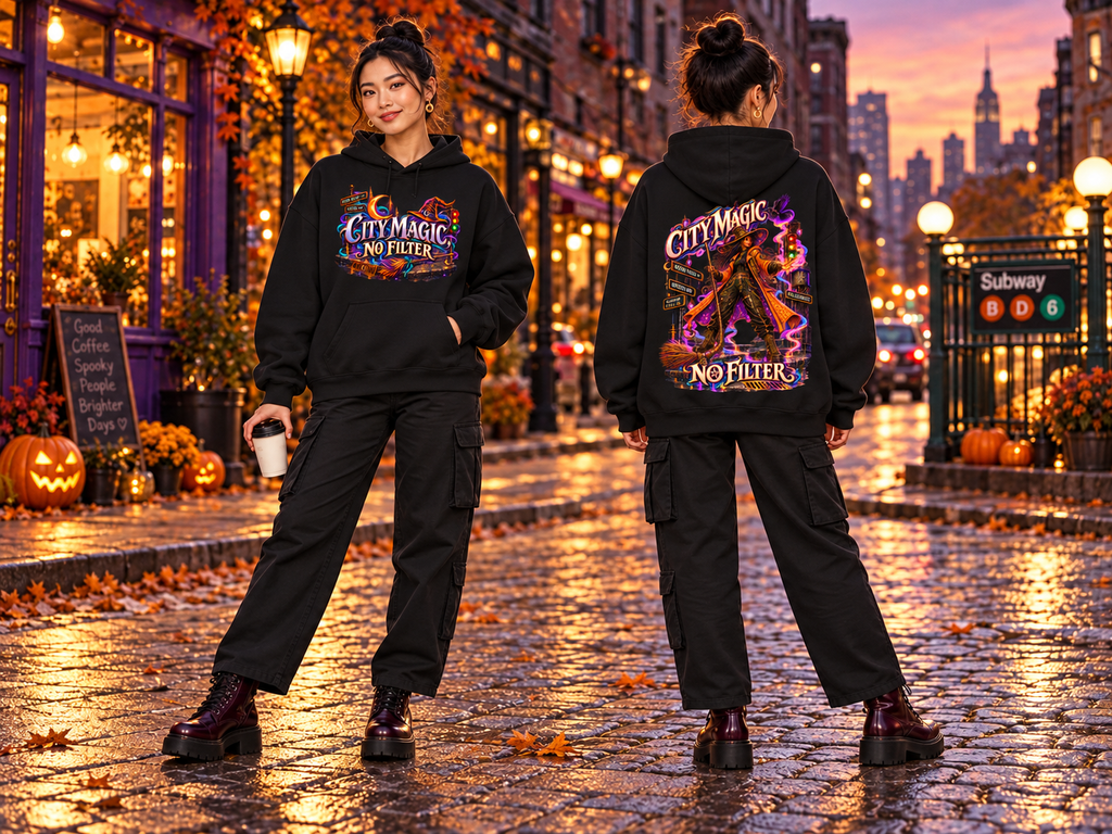 Halloween City Magic Front & Back Graphic Hoodie - No Filter - Unisex