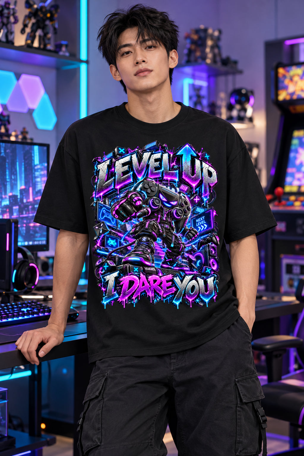StepYahGameUp™ Level Up I Dare You Oversized Graphic T-Shirt - Unisex