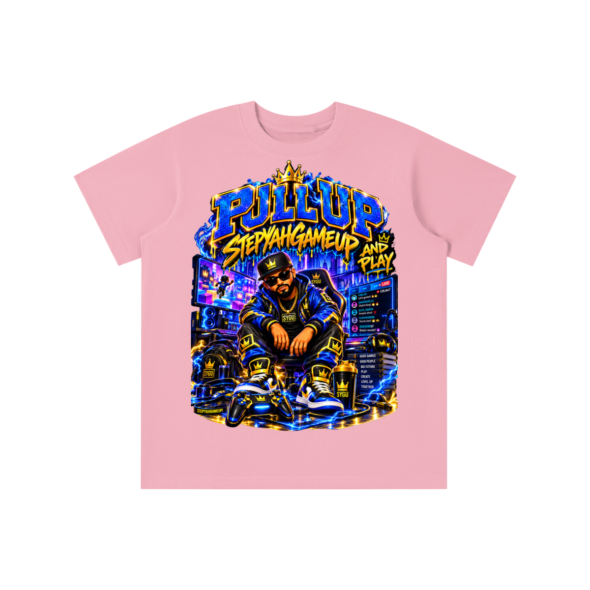 StepYahGameUp™ Pull Up and Play Graphic T-Shirt - Youth Unisex Tee
