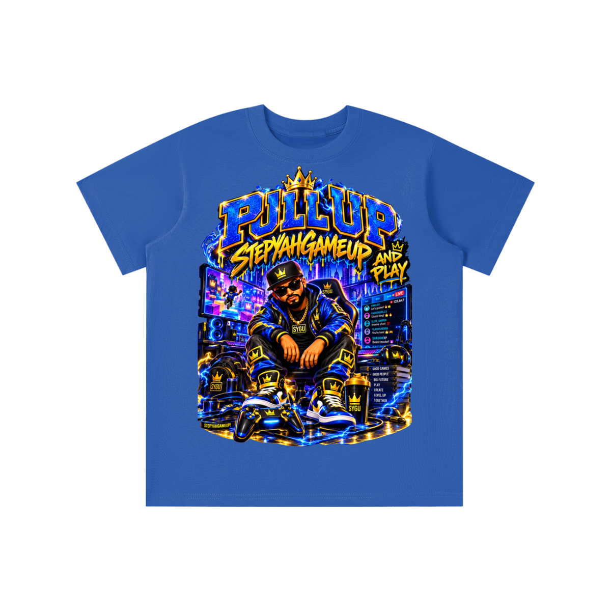 StepYahGameUp™ Pull Up and Play Graphic T-Shirt - Youth Unisex Tee