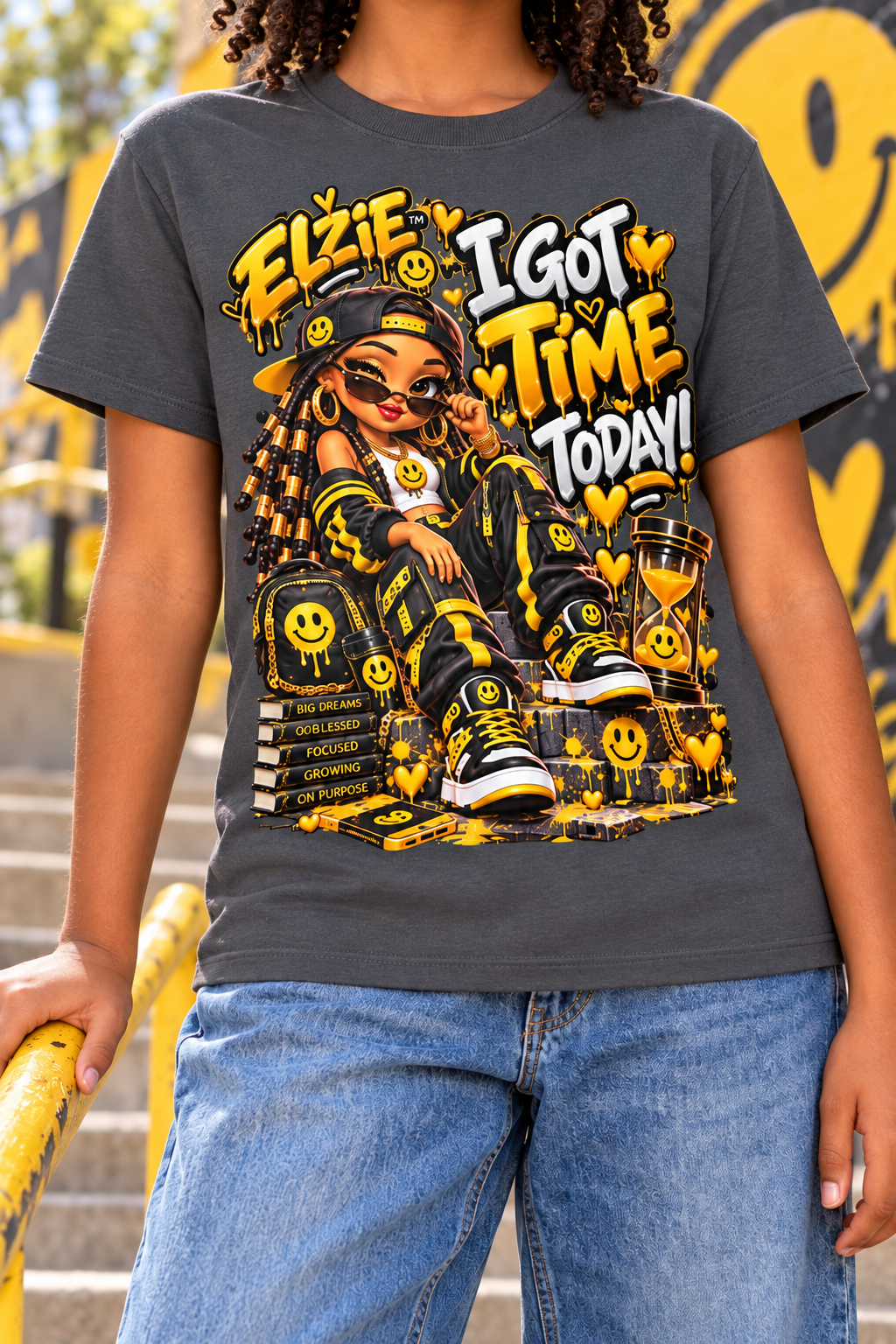 Own Your Vibe™ Elzie™ I Got Time Today! Graphic T-Shirt - Youth Unisex Tee