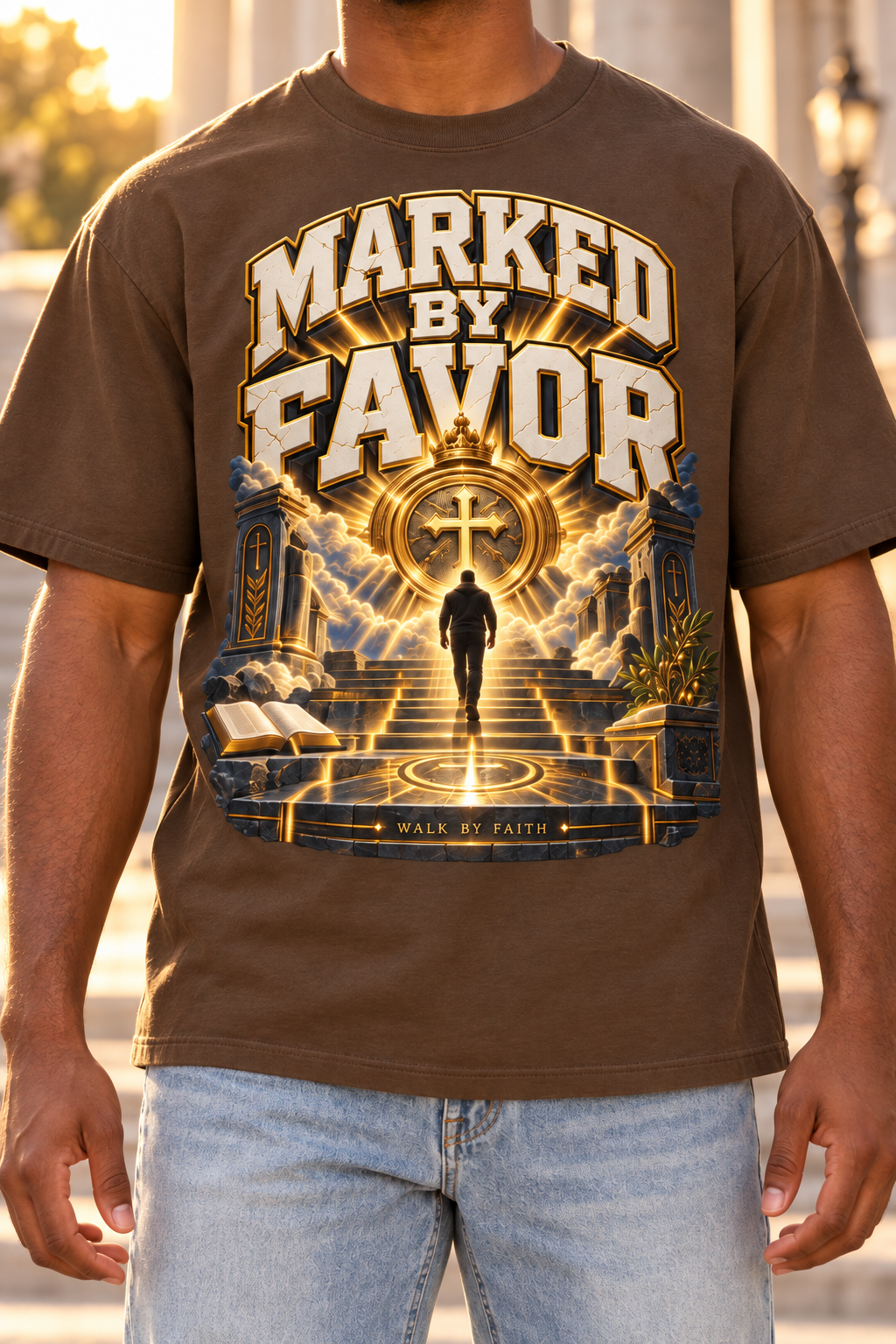 Walk by Faith™ Marked by Favor Oversized Graphic T-Shirt - Unisex
