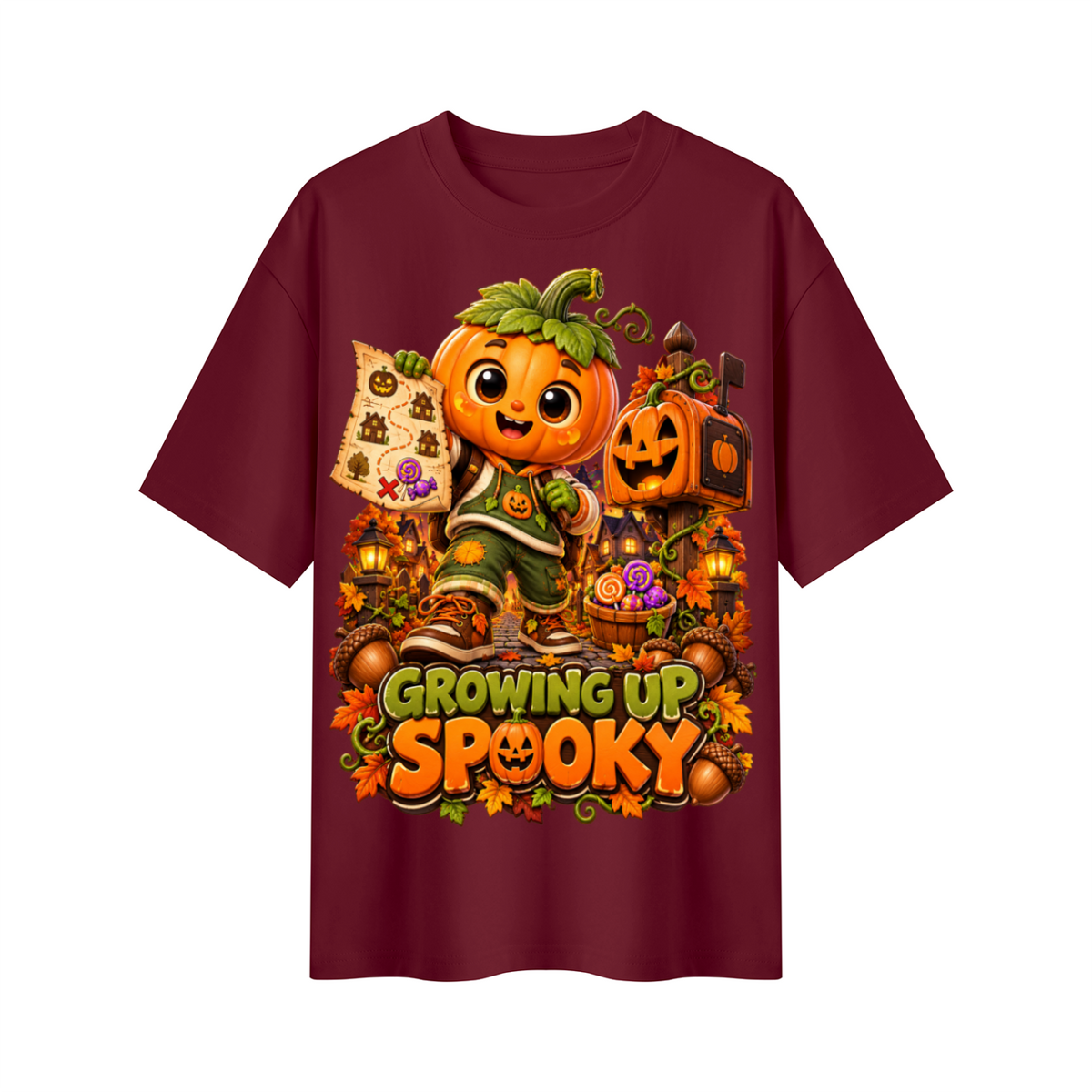 Halloween Pumpkin Kid Oversized Graphic T-Shirt - Growing Up Spooky - Unisex