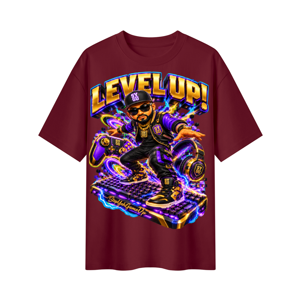 StepYahGameUp Streetwear Gamer Oversized Graphic T-Shirt - Level Up! - Unisex
