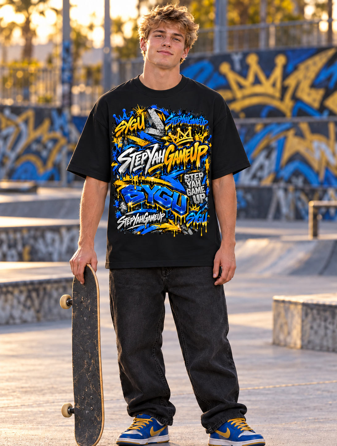 StepYahGameUp™ Graffiti Logo Oversized Graphic T-Shirt - Unisex