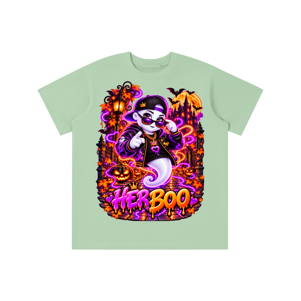 Halloween Her Boo Ghost Graphic T-Shirt - Youth Unisex Tee
