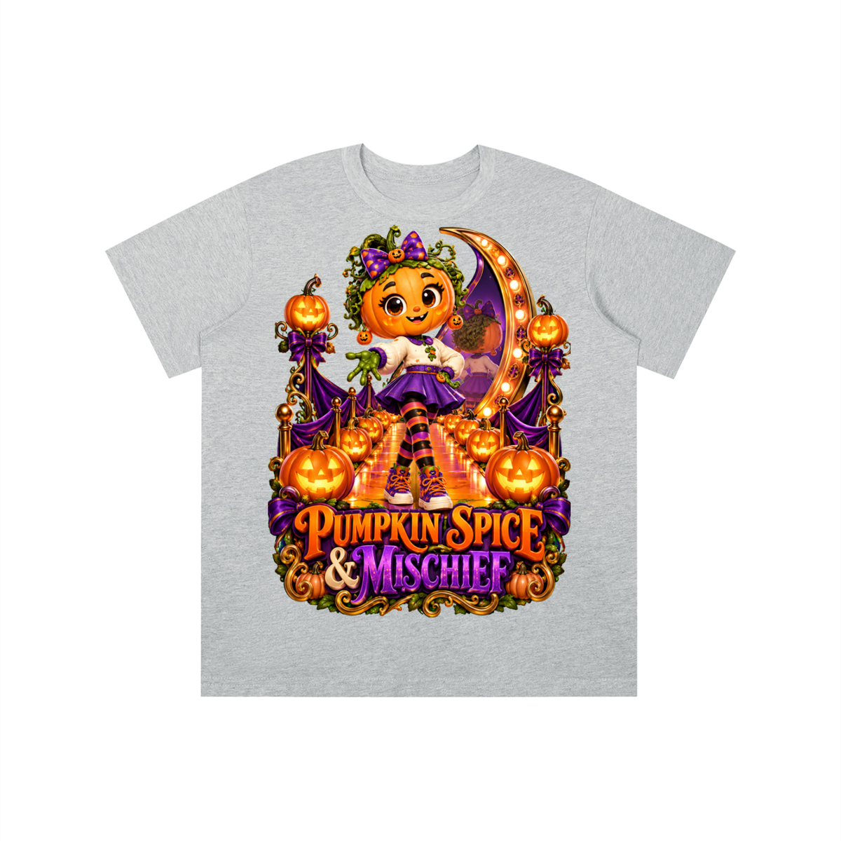 Halloween Pumpkin Girl Graphic T-Shirt - Pumpkin Spice & Mischief - Youth Unisex Tee