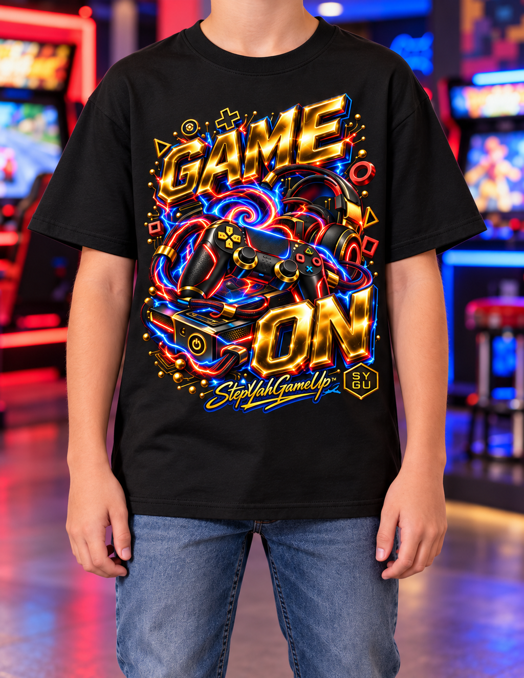 StepYahGameUp™ Game On Graphic T-Shirt - Youth Unisex Tee
