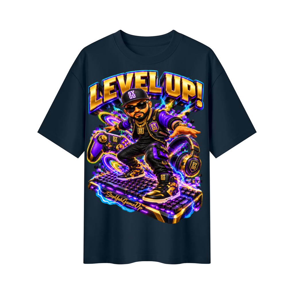 StepYahGameUp Streetwear Gamer Oversized Graphic T-Shirt - Level Up! - Unisex