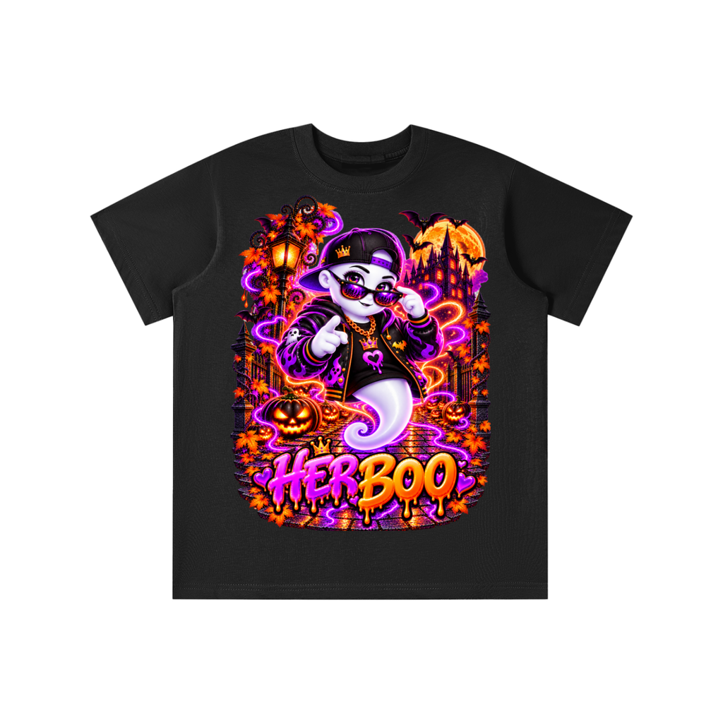 Halloween Her Boo Ghost Graphic T-Shirt - Youth Unisex Tee