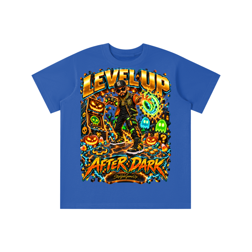 StepYahGameUp Halloween Arcade Gamer Graphic T-Shirt - Level Up After Dark - Youth Unisex Tee