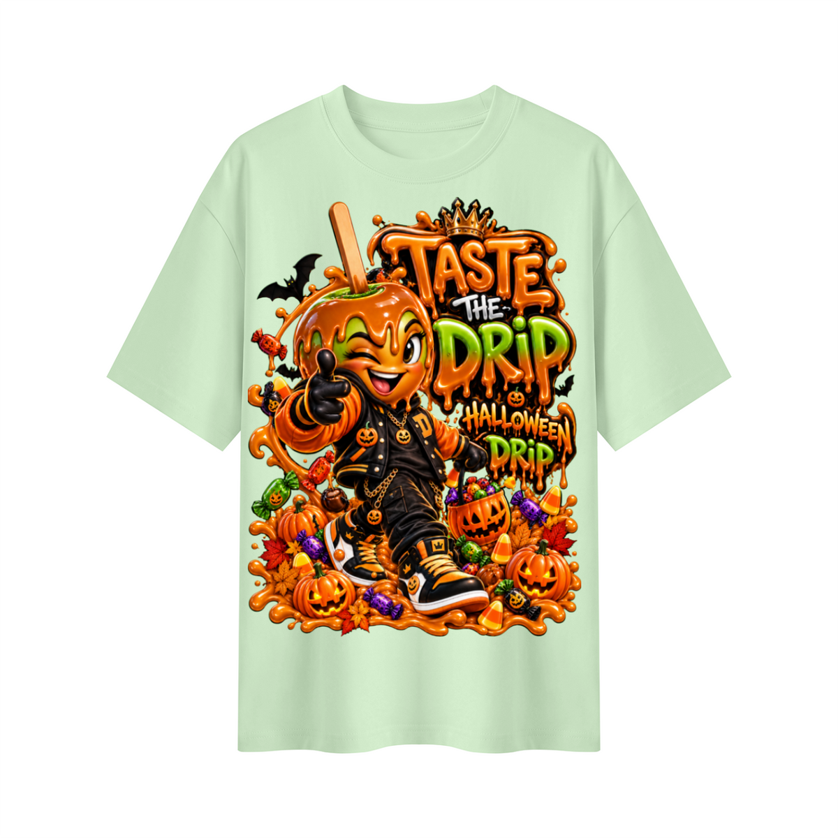Halloween Candy Apple  Oversized Graphic T-Shirt - Taste the Drip - Unisex