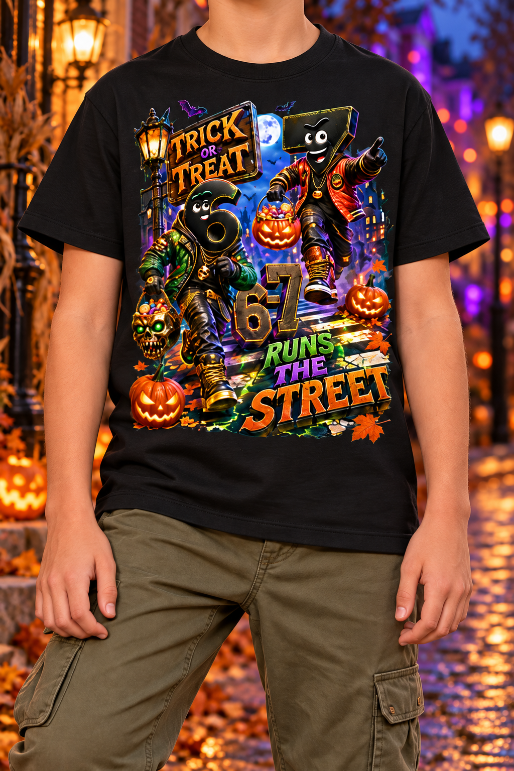 6-7 Street Mode™ Halloween Graphic T-Shirt - 6-7 Runs the Street - Youth Unisex Tee