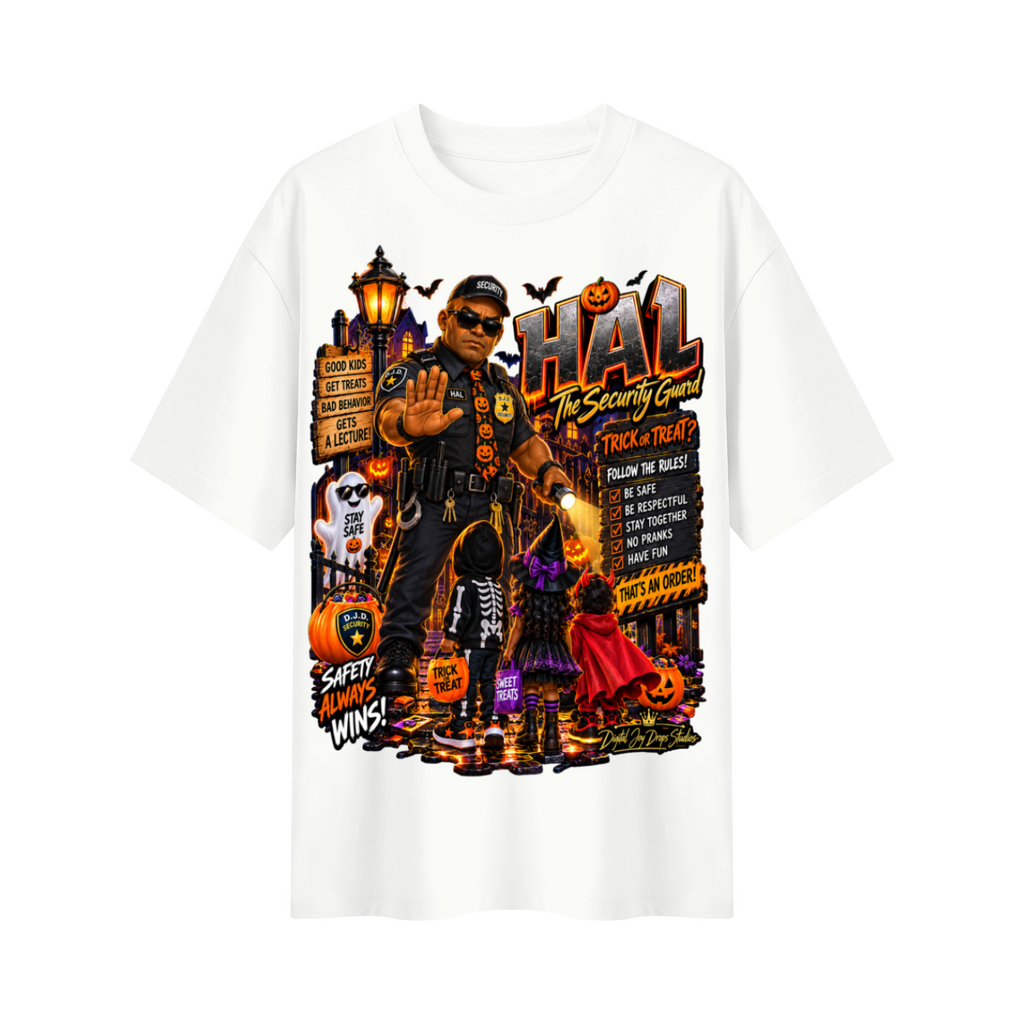 Halloween Security Guard Oversized Graphic T-Shirt - Safety Always Wins - Unisex