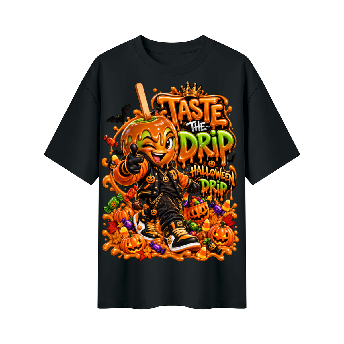 Halloween Candy Apple  Oversized Graphic T-Shirt - Taste the Drip - Unisex