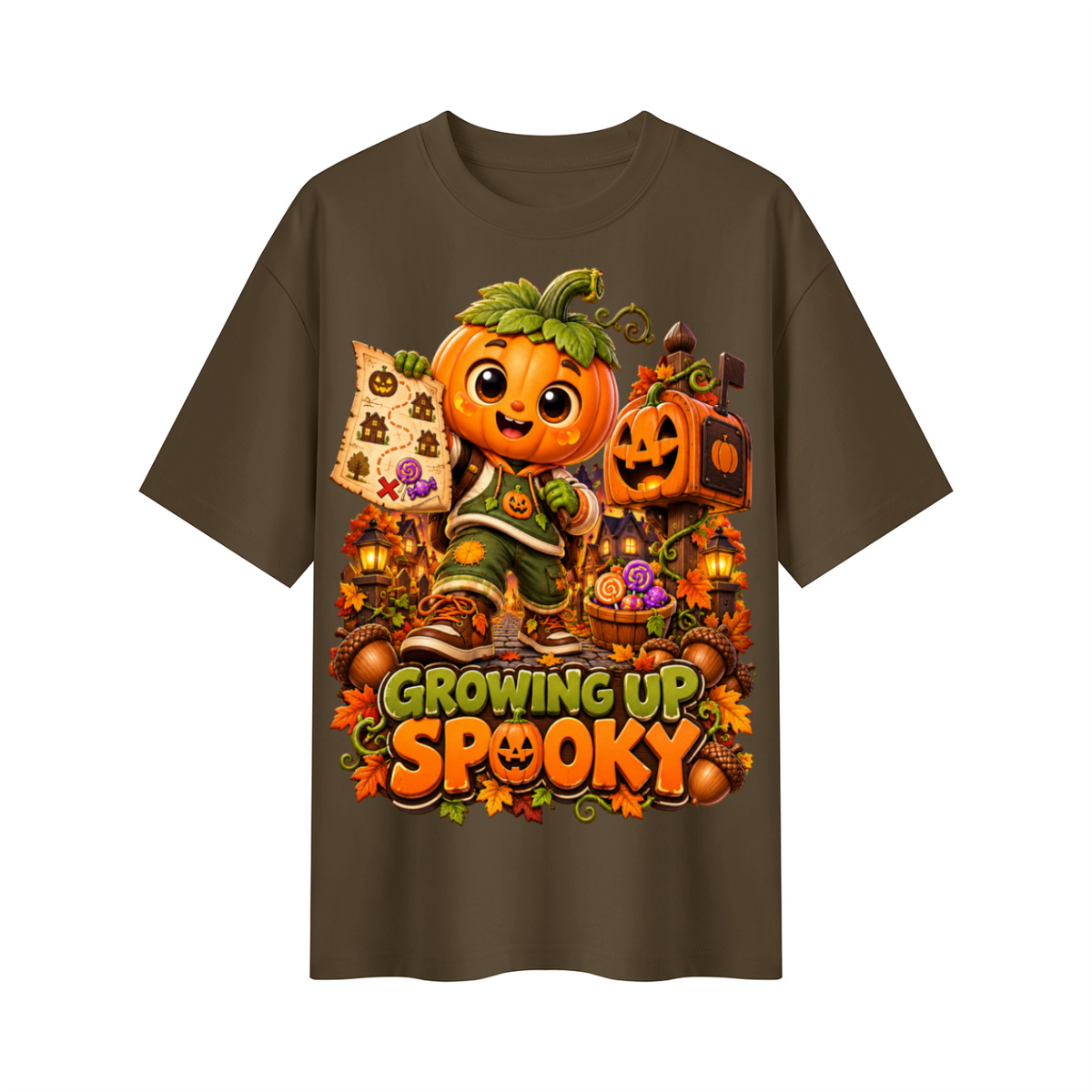 Halloween Pumpkin Kid Oversized Graphic T-Shirt - Growing Up Spooky - Unisex