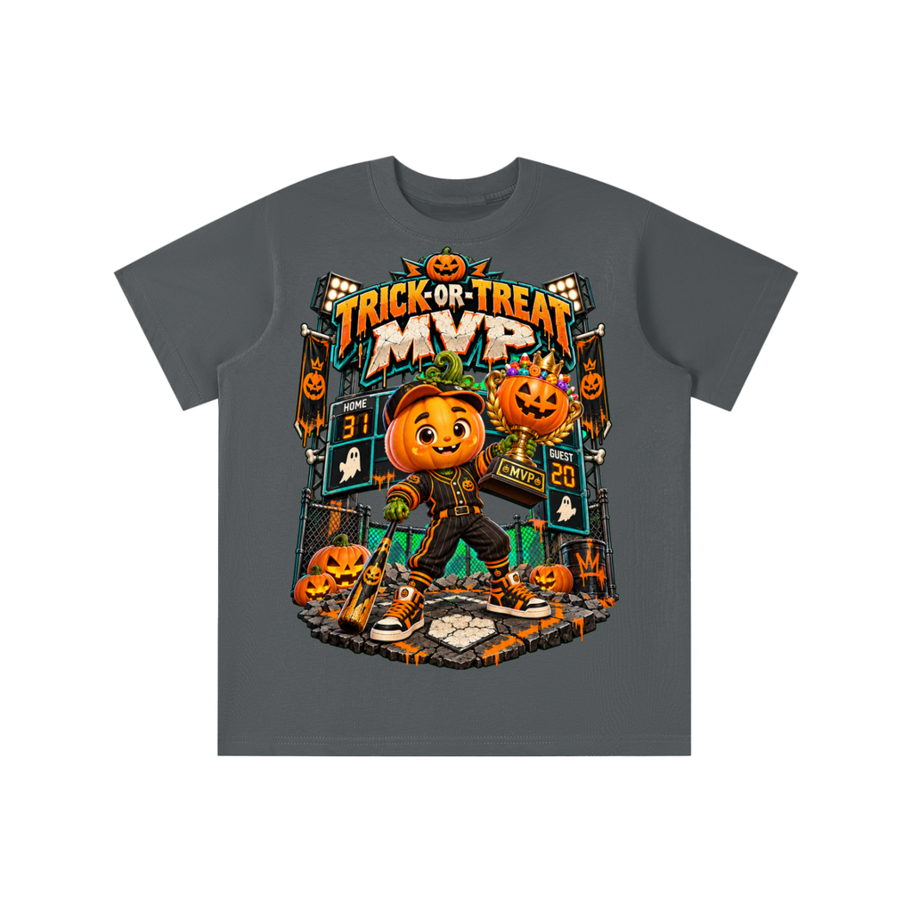 Halloween Pumpkin Sports Graphic T-Shirt - Trick-or-Treat MVP - Youth Unisex Tee
