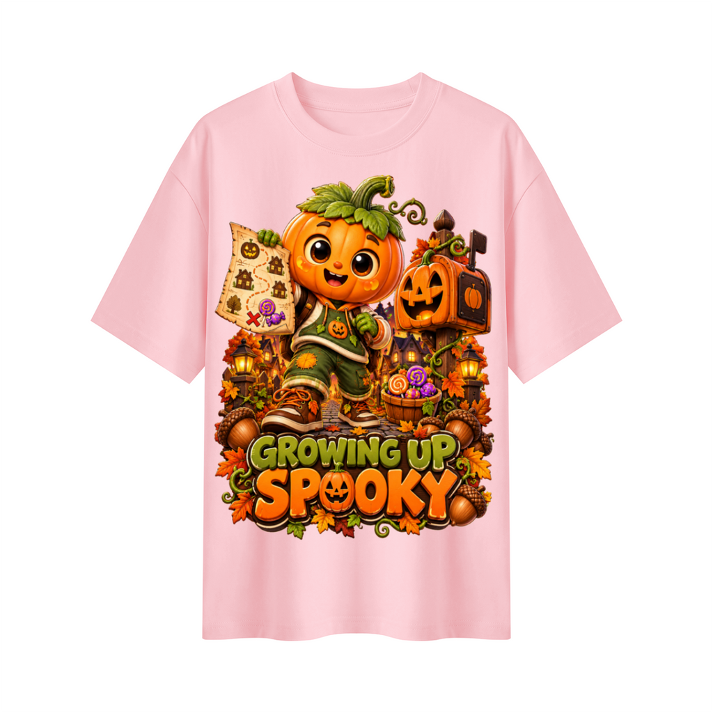 Halloween Pumpkin Kid Oversized Graphic T-Shirt - Growing Up Spooky - Unisex