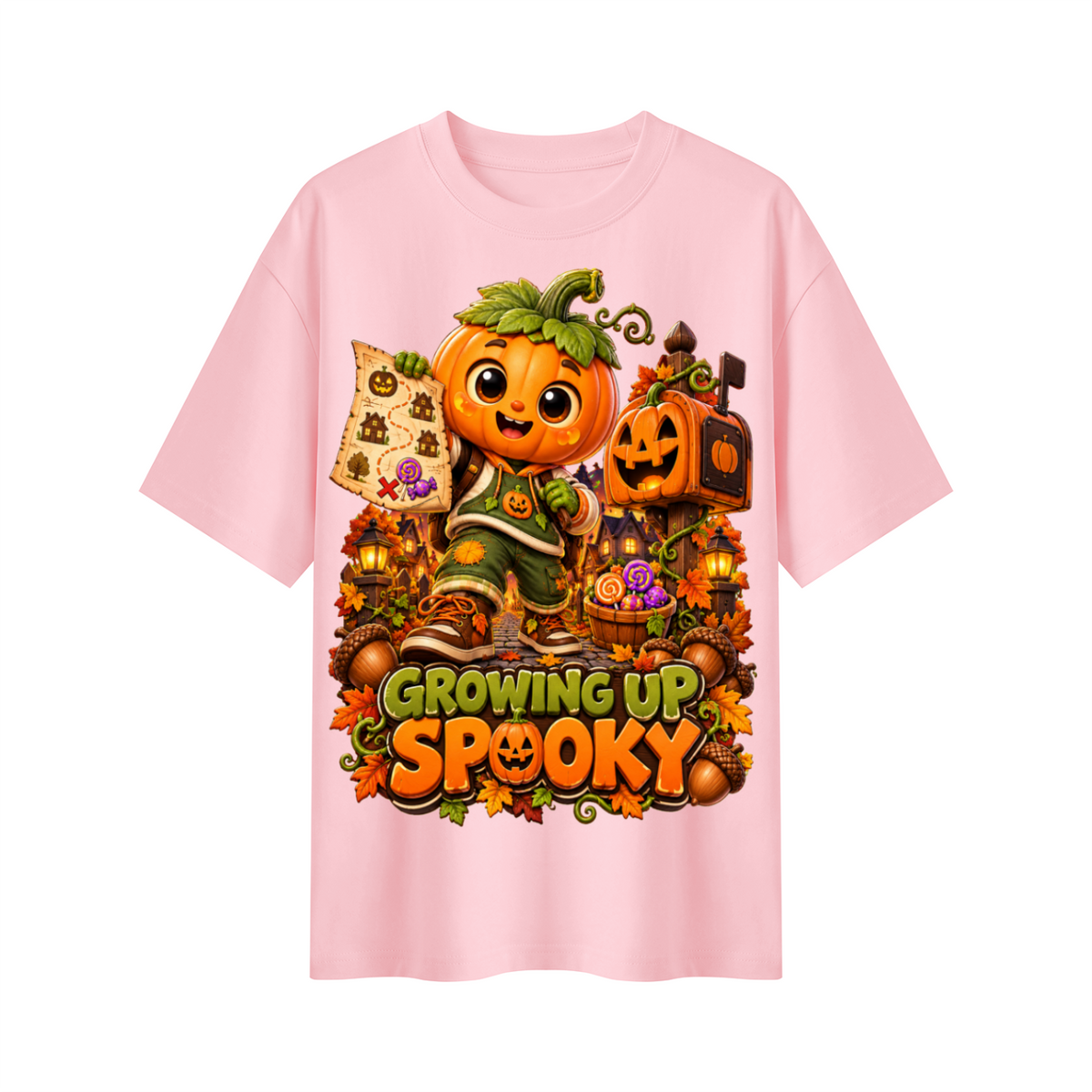 Halloween Pumpkin Kid Oversized Graphic T-Shirt - Growing Up Spooky - Unisex