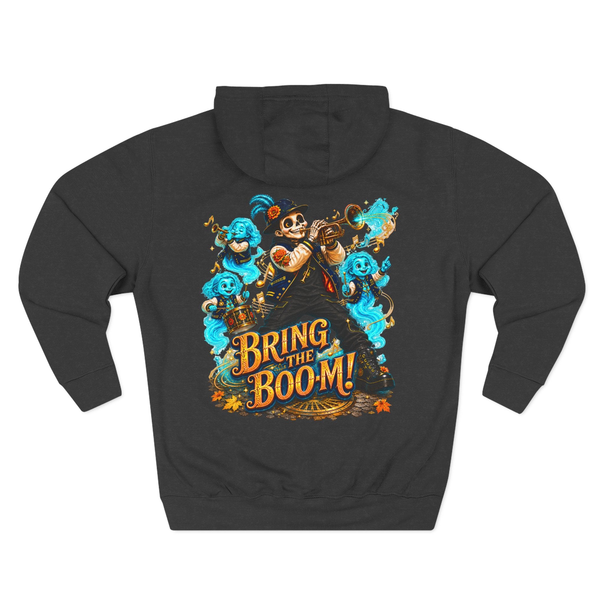 Brass, Boos & Good Vibes — Skeleton Brass Parade Halloween Hoodie | Adult Unisex
