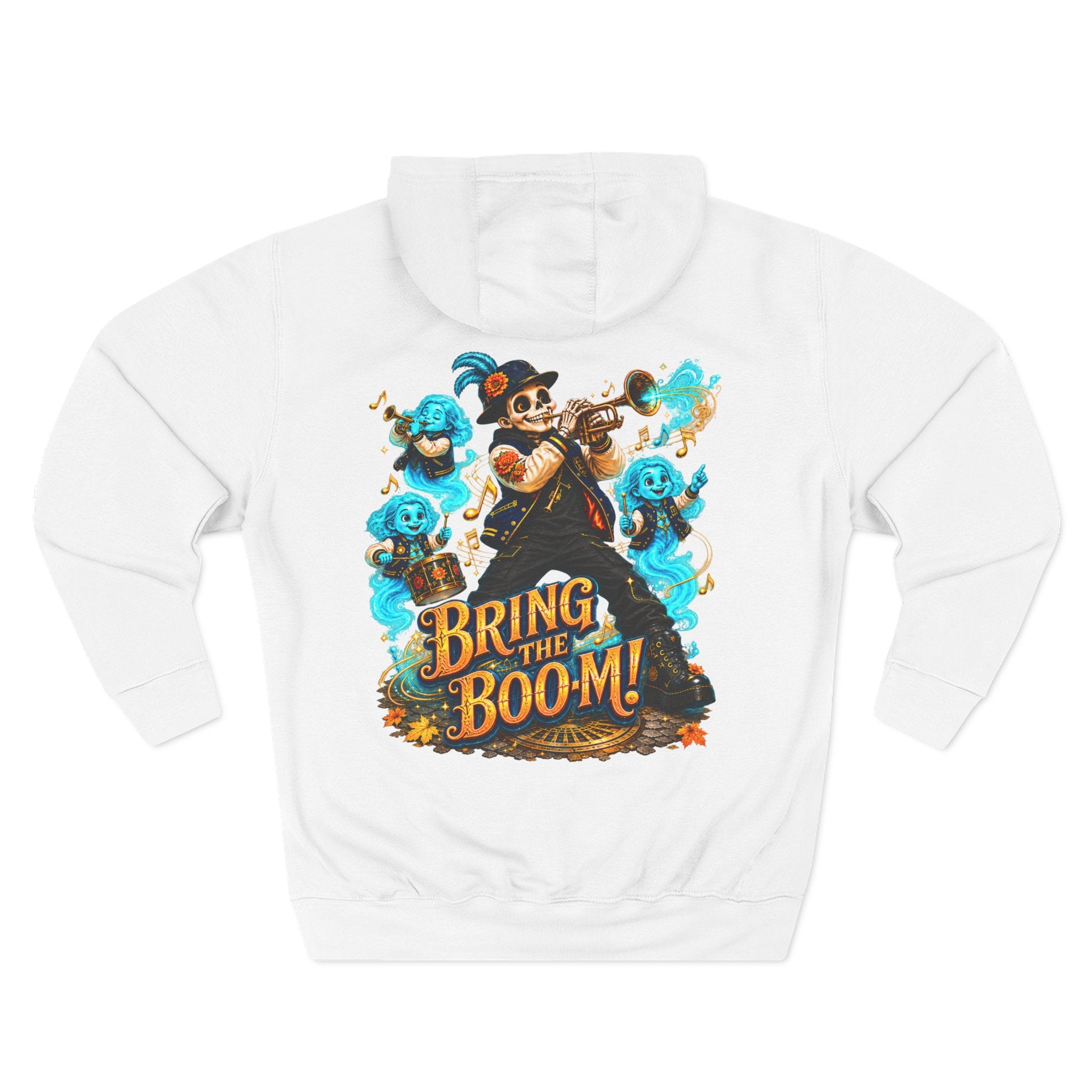 Brass, Boos & Good Vibes — Skeleton Brass Parade Halloween Hoodie | Adult Unisex
