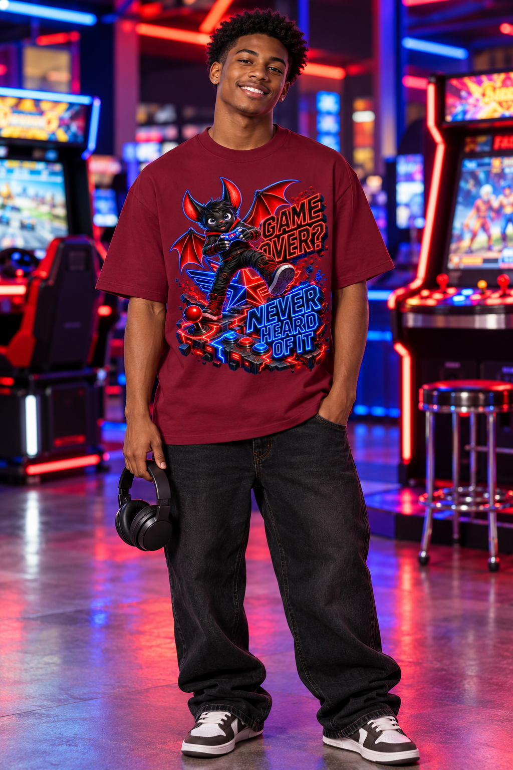 Game Over? Never Heard of It Oversized Gamer Graphic T-Shirt - Unisex