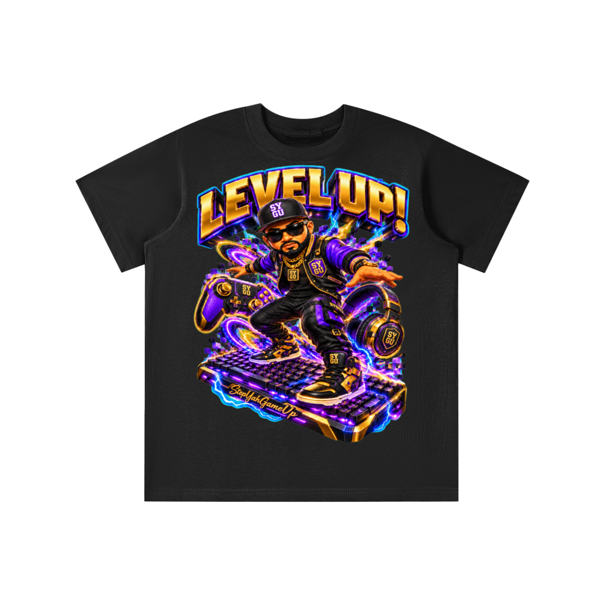 StepYahGameUp Gamer Graphic T-Shirt - Level Up! - Youth Unisex Tee