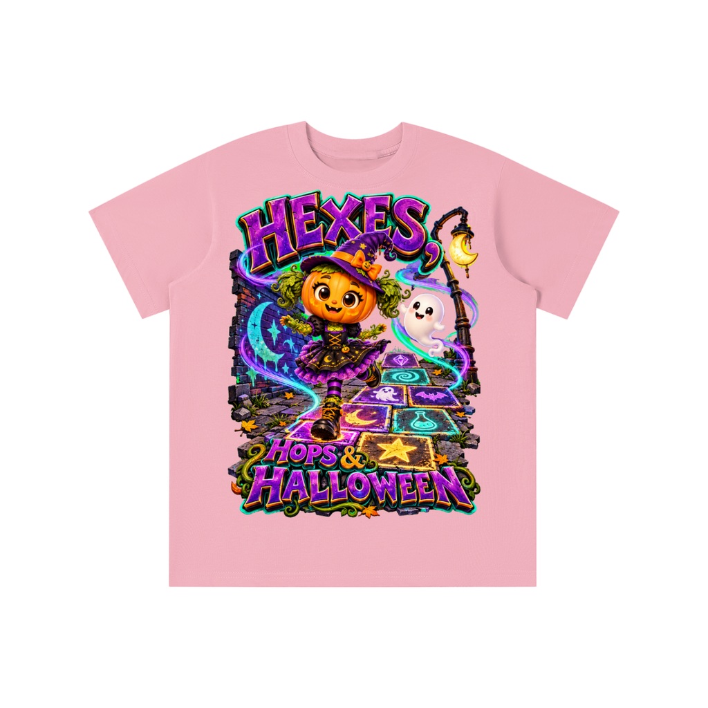 Halloween Pumpkin Witch Graphic T-Shirt - Hexes, Hops & Halloween - Youth Unisex Tee