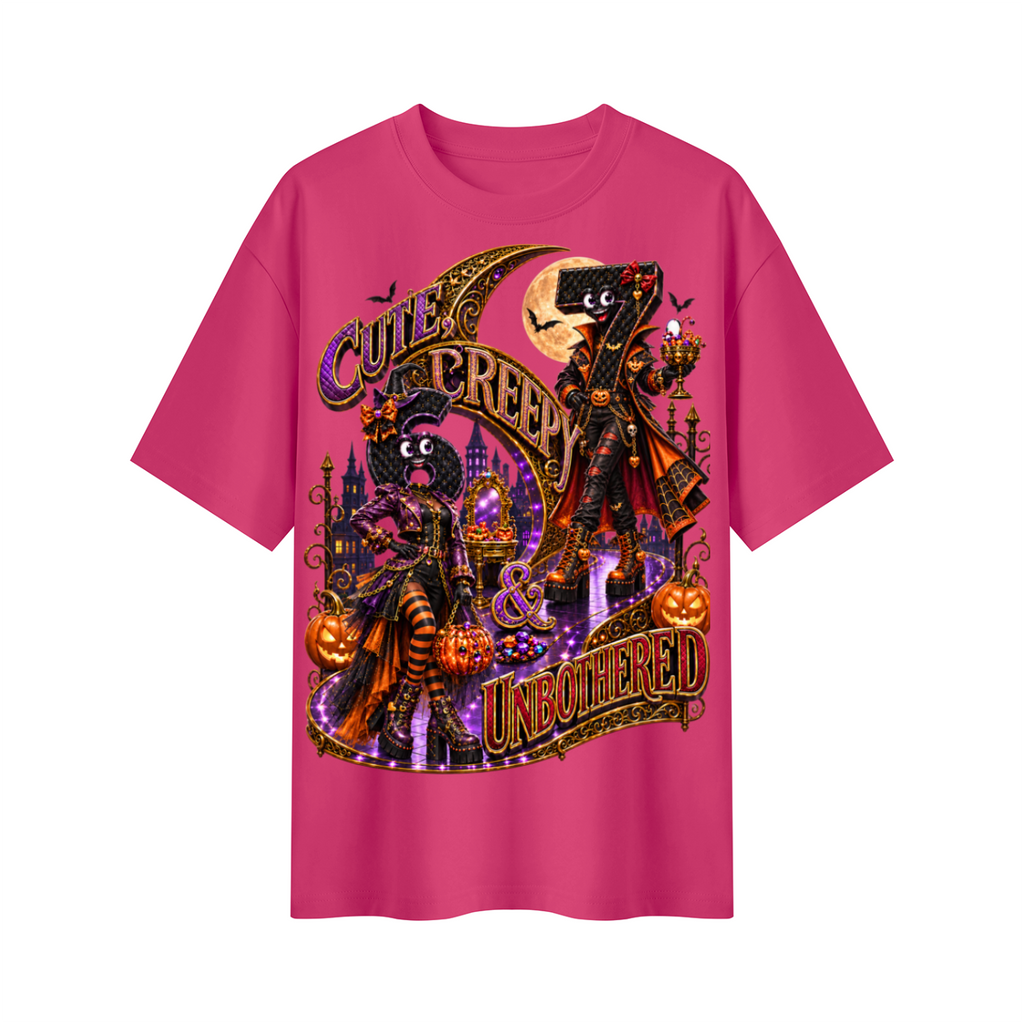 Halloween Cute Spooky Duo Oversized Graphic T-Shirt - Cute, Creepy & Unbothered - Unisex