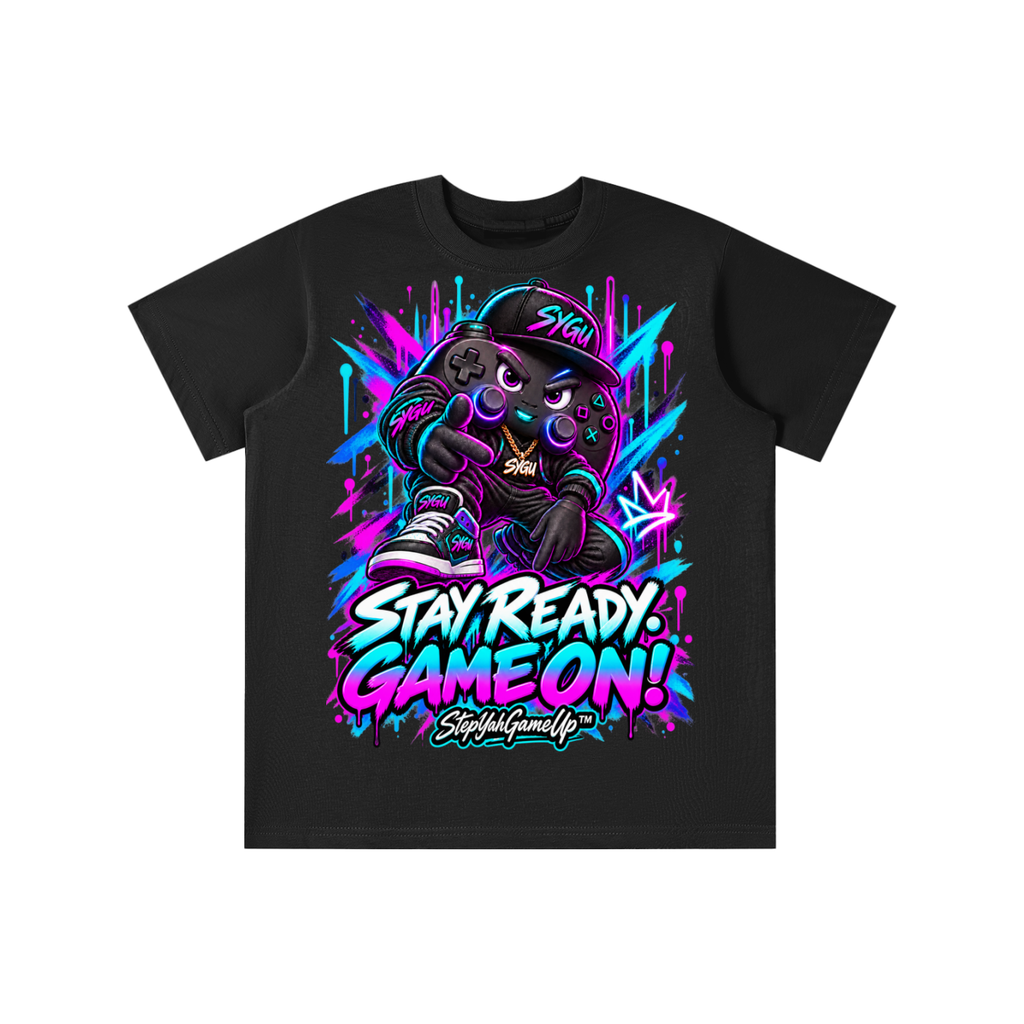StepYahGameUp™ Stay Ready Game On Graphic T-Shirt - Youth Unisex Tee