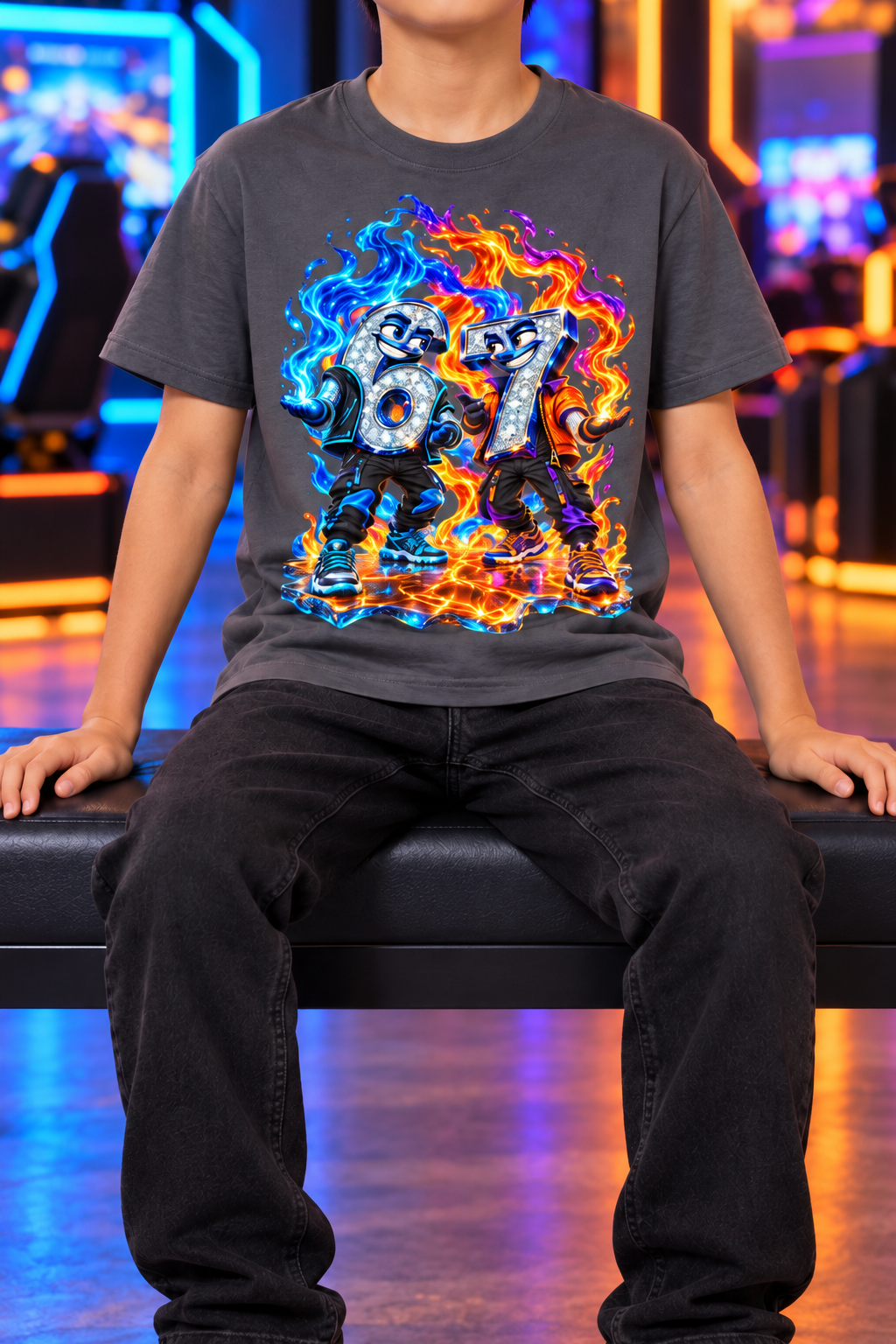 6-7 Street Mode™ Fire & Ice Graphic T-Shirt - Youth Unisex Tee