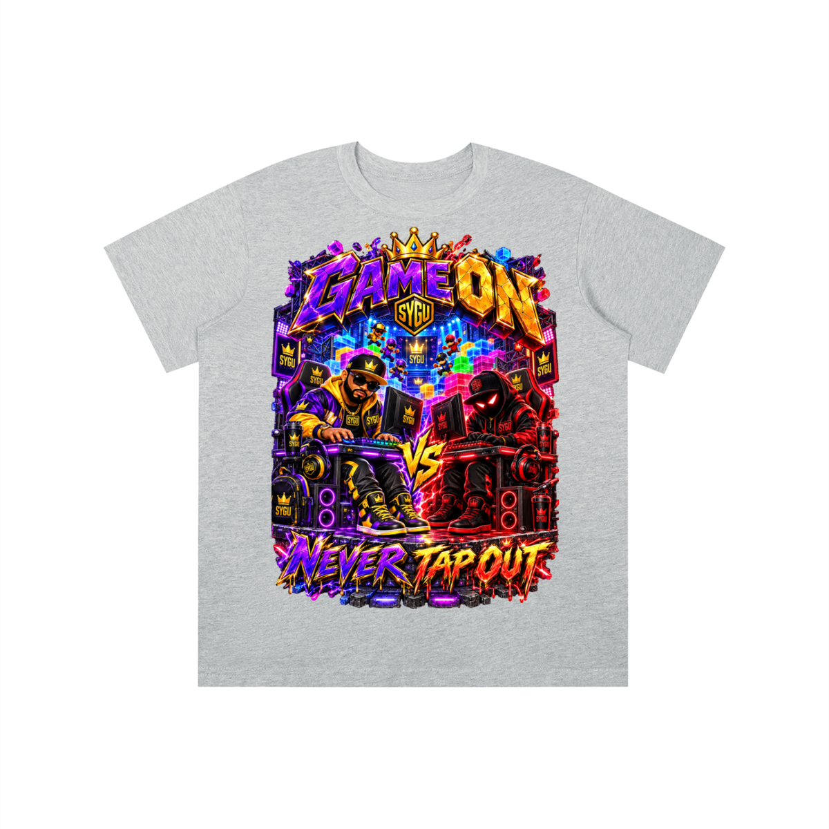 StepYahGameUp™ Game On Never Tap Out Graphic T-Shirt - Youth Unisex Tee