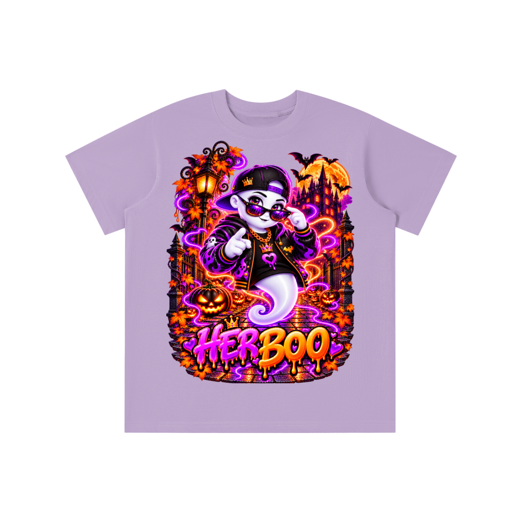 Halloween Her Boo Ghost Graphic T-Shirt - Youth Unisex Tee