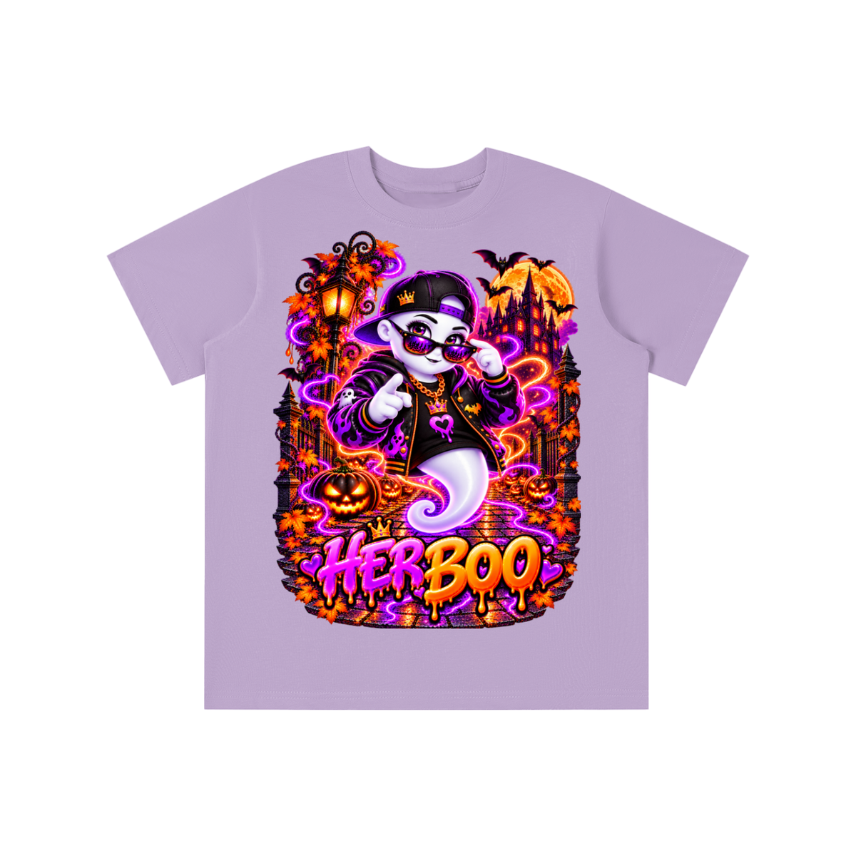 Halloween Her Boo Ghost Graphic T-Shirt - Youth Unisex Tee