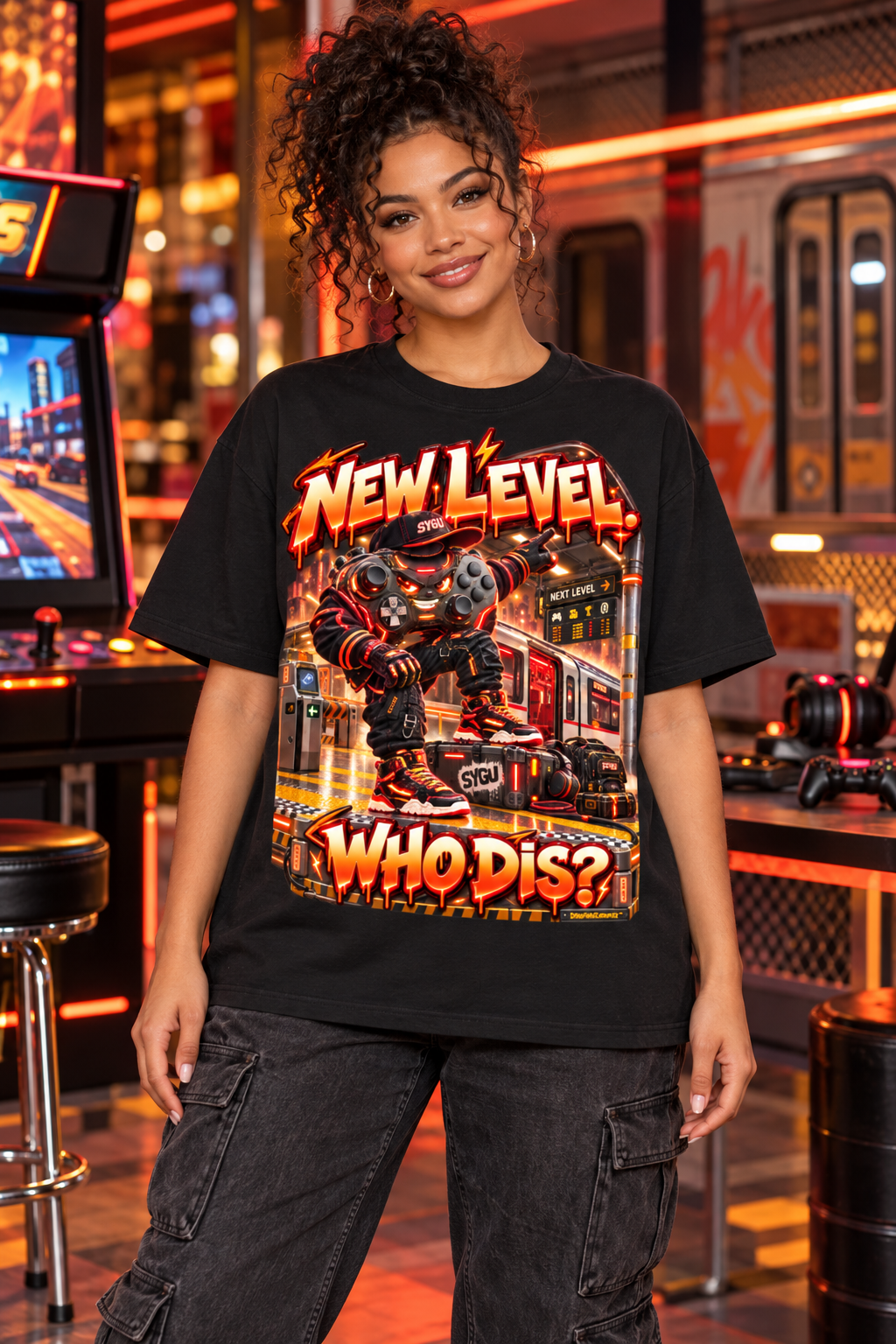 StepYahGameUp™ New Level Who Dis Oversized Graphic T-Shirt - Unisex