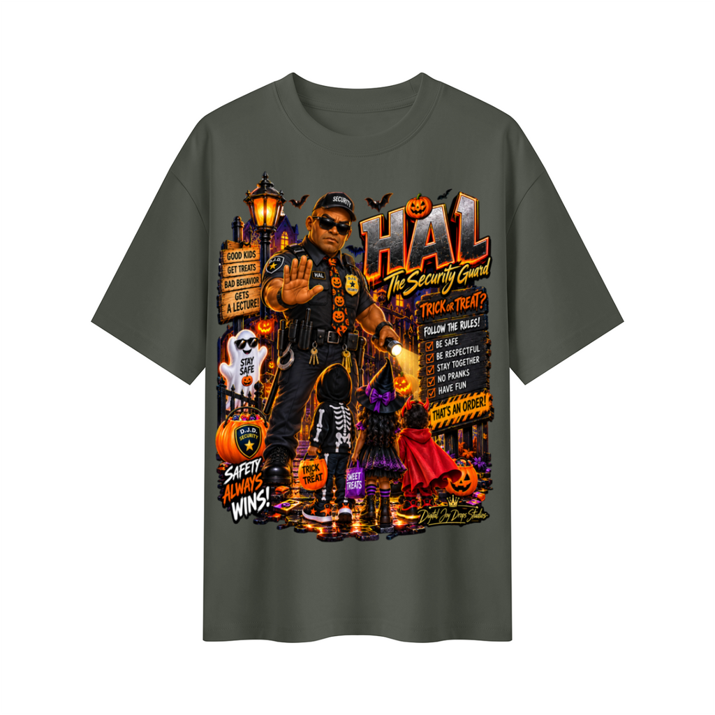 Halloween Security Guard Oversized Graphic T-Shirt - Safety Always Wins - Unisex
