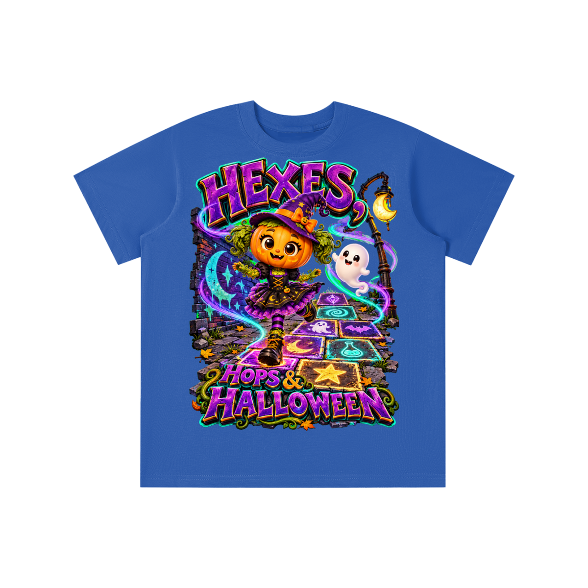 Halloween Pumpkin Witch Graphic T-Shirt - Hexes, Hops & Halloween - Youth Unisex Tee