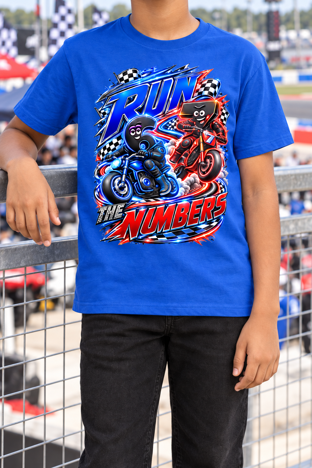 6-7 Street Mode™ Motorcycle Graphic T-Shirt - Run the Numbers - Youth Unisex Tee