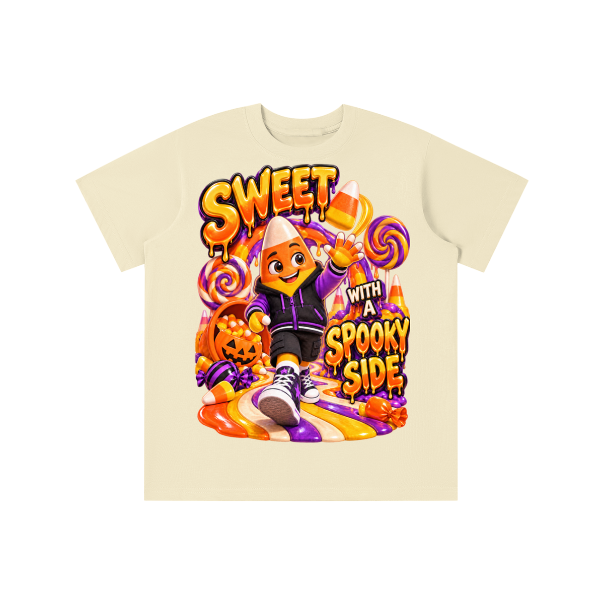 Halloween Candy Corn Graphic T-Shirt - Sweet With a Spooky Side - Youth Unisex Tee