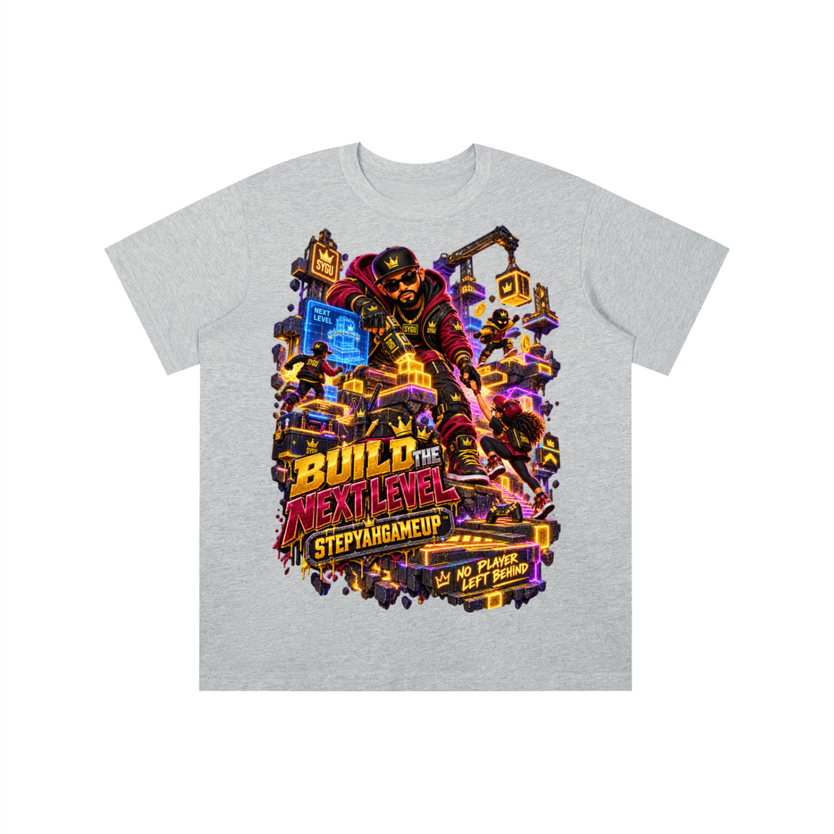 StepYahGameUp™ Build the Next Level Graphic T-Shirt - Youth Unisex Tee