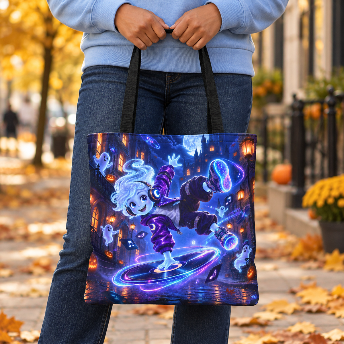 Halloween Trick or Treat Tote Bag - Ghostlight Groove - Kids Candy Bag