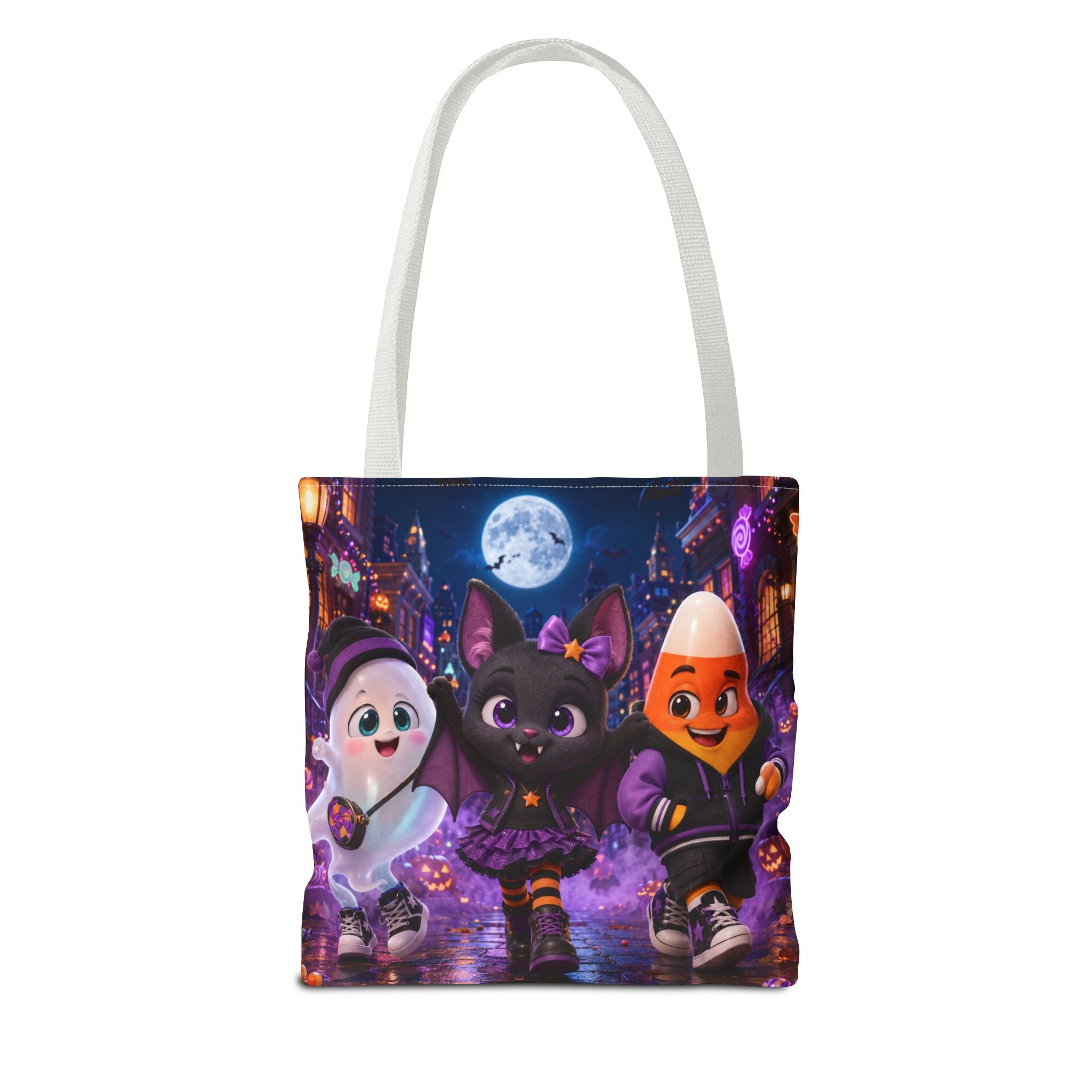 Halloween Tote Bag — Candy Corn, Bat & Ghost Trick-or-Treat Trio